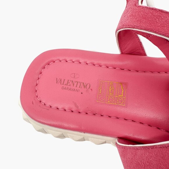 Valentino Free Rockstud Gladiator Sandals Pink Suede Size 39 US 9 Women Dad - Picture 14 of 15